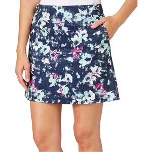 Lady Hagen Golf Skort 8 Navy Floral Back Zip Quick Dry Activewear Skirt Tennis